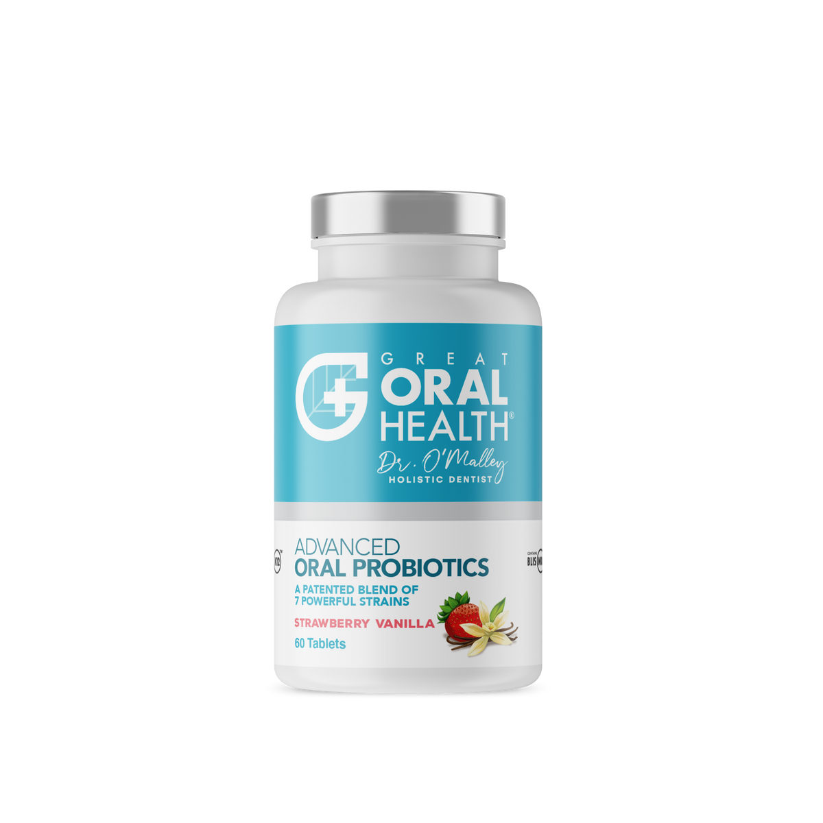 Dental Oral Probiotics with BLIS K12 & M18 – 7 Strains, 6 Billion CFU (Strawberry Vanilla Flavor)
