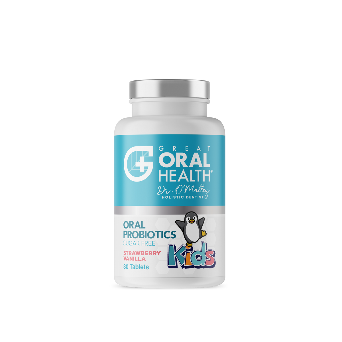Kids Dental Oral Probiotics with BLIS K12 & M18 – 7 Strains, 3 Billion CFU (Strawberry-Vanilla Flavor)